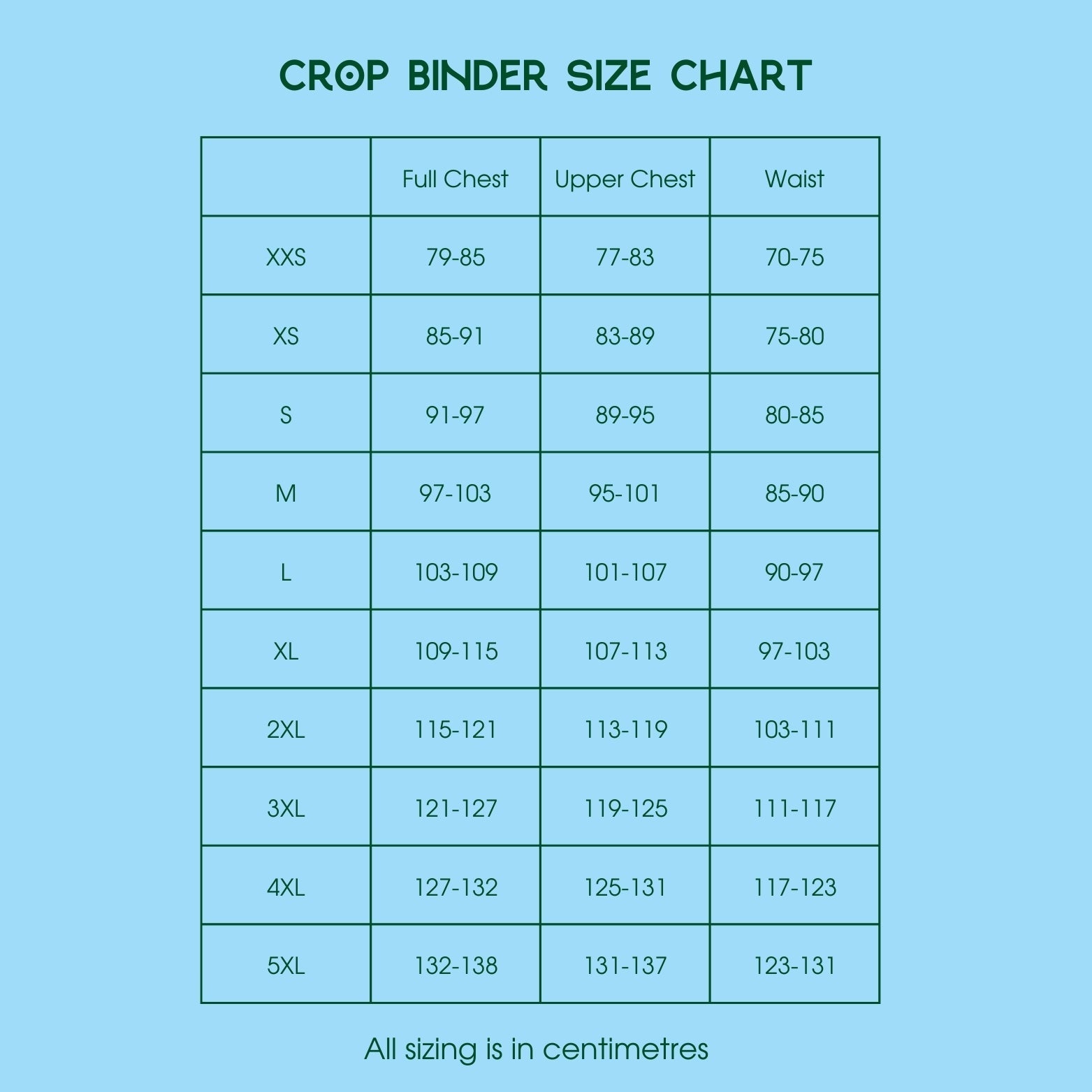 Chest Binder Size Chart