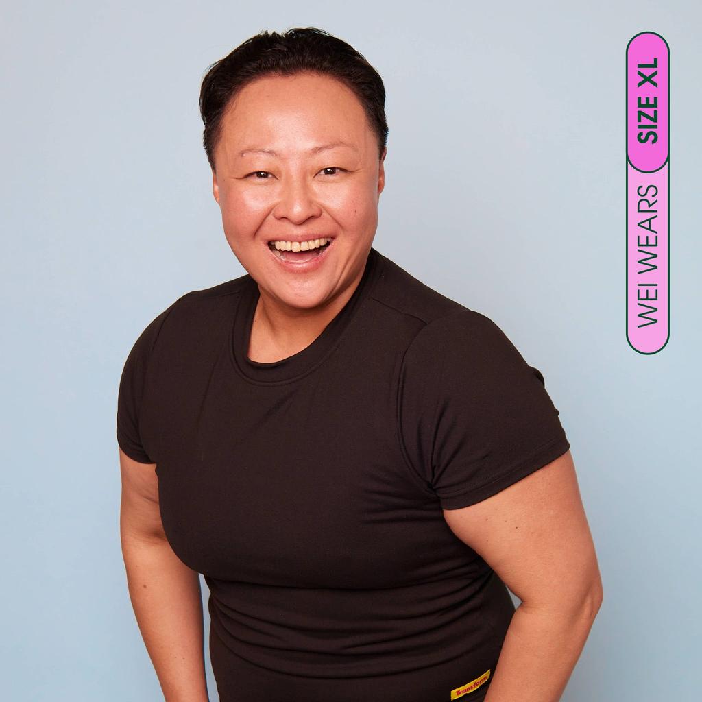 Wei wears size XL Compression Shirt - front view